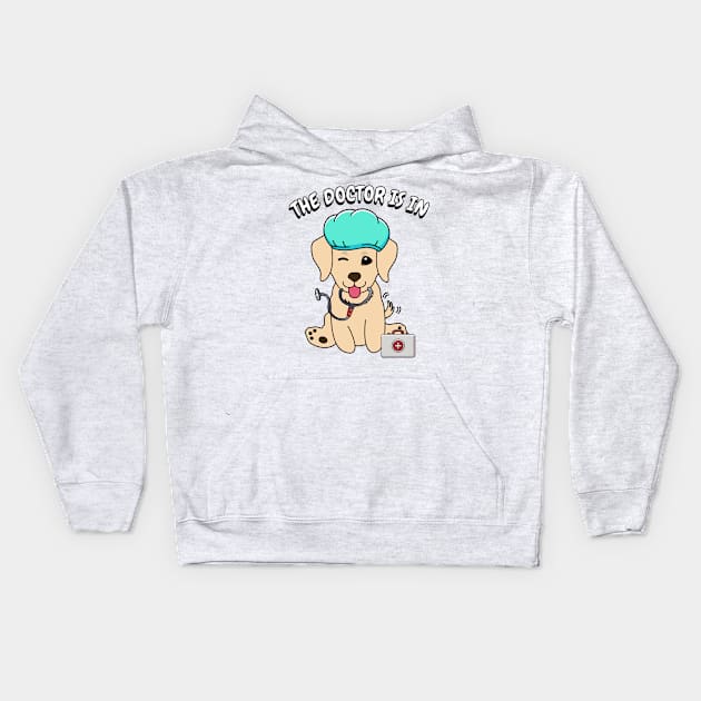 Cute retriever dog is a doctor Kids Hoodie by Pet Station